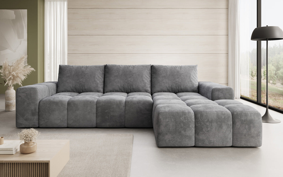Designer Sofa Aila with sleeping and folding function in Corduroy