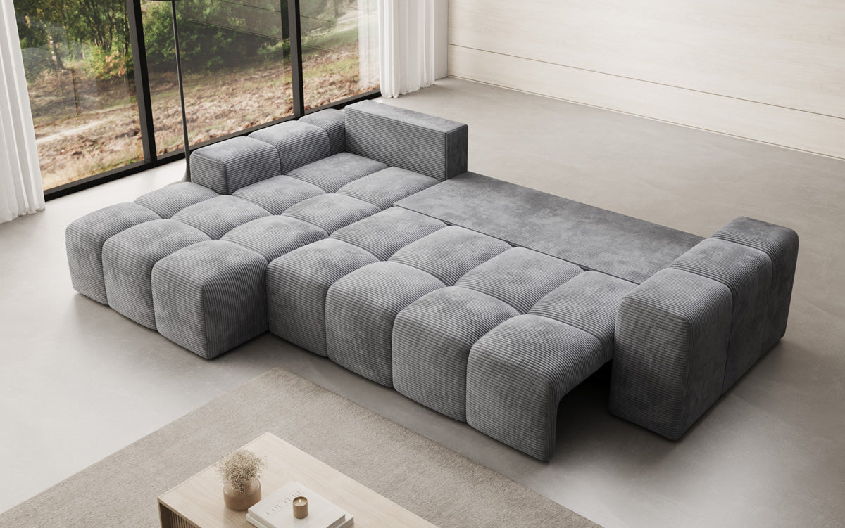 Designer Sofa Aila with sleeping and folding function in Corduroy