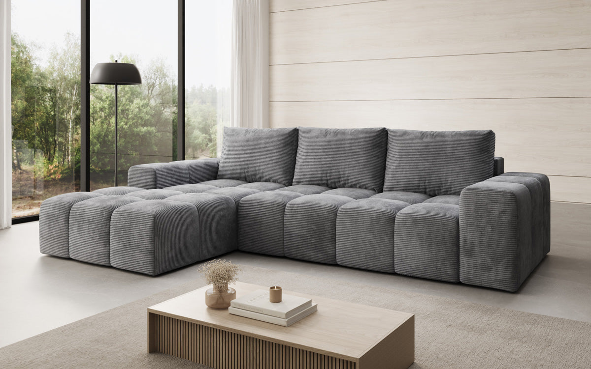 Designer Sofa Aila with sleeping and folding function in Corduroy