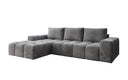 Designer corner sofa Aila with sofa bed and folding function in Corduroy
