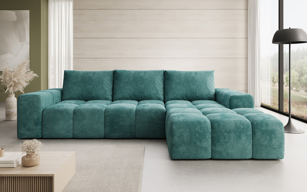 Designer Sofa Aila with sleeping and folding function in Corduroy
