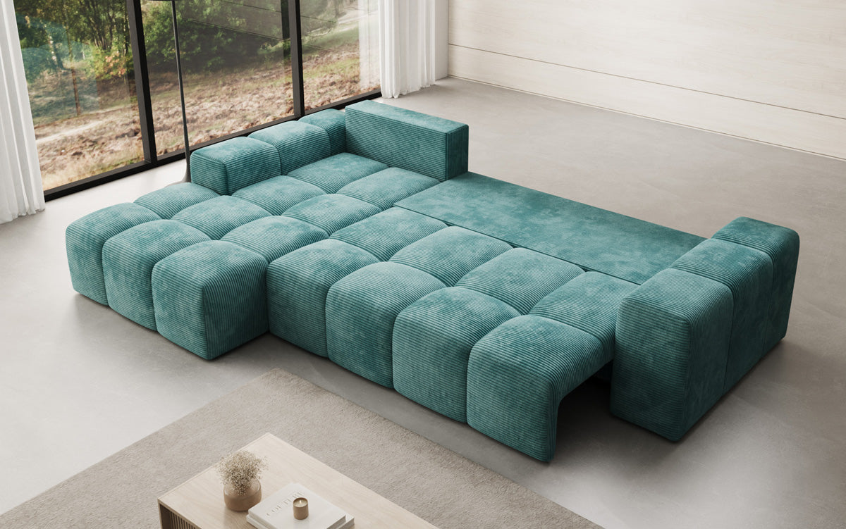 Designer Sofa Aila with sleeping and folding function in Corduroy