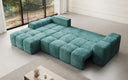 Designer corner sofa Aila with sofa bed and folding function in Corduroy