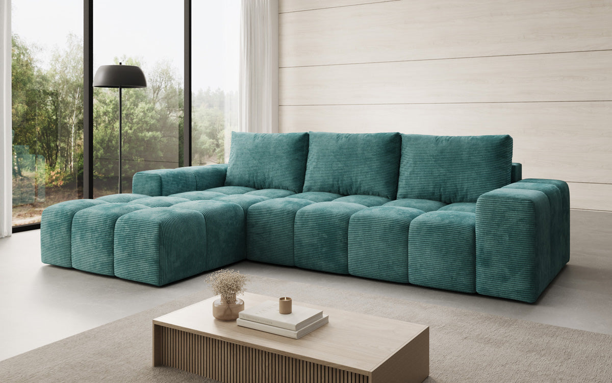 Designer Sofa Aila with sleeping and folding function in Corduroy