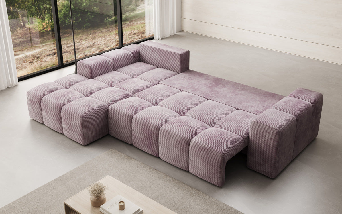 Designer Sofa Aila with sleeping and folding function in Corduroy
