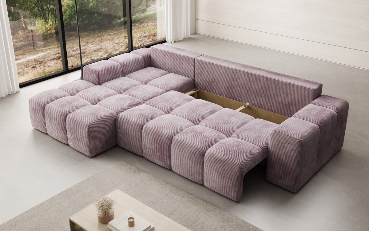 Designer Sofa Aila with sleeping and folding function in Corduroy