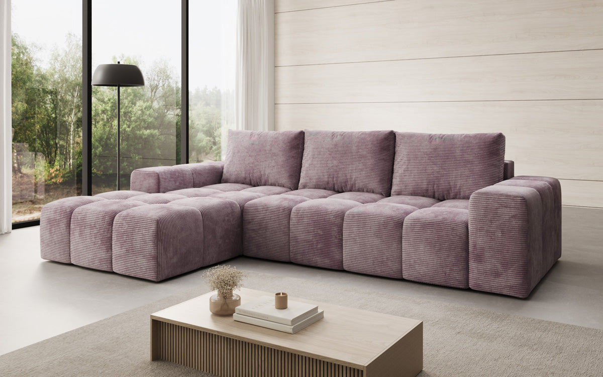 Designer Sofa Aila with sleeping and folding function in Corduroy