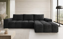 Designer corner sofa Aila with sofa bed and folding function in Corduroy