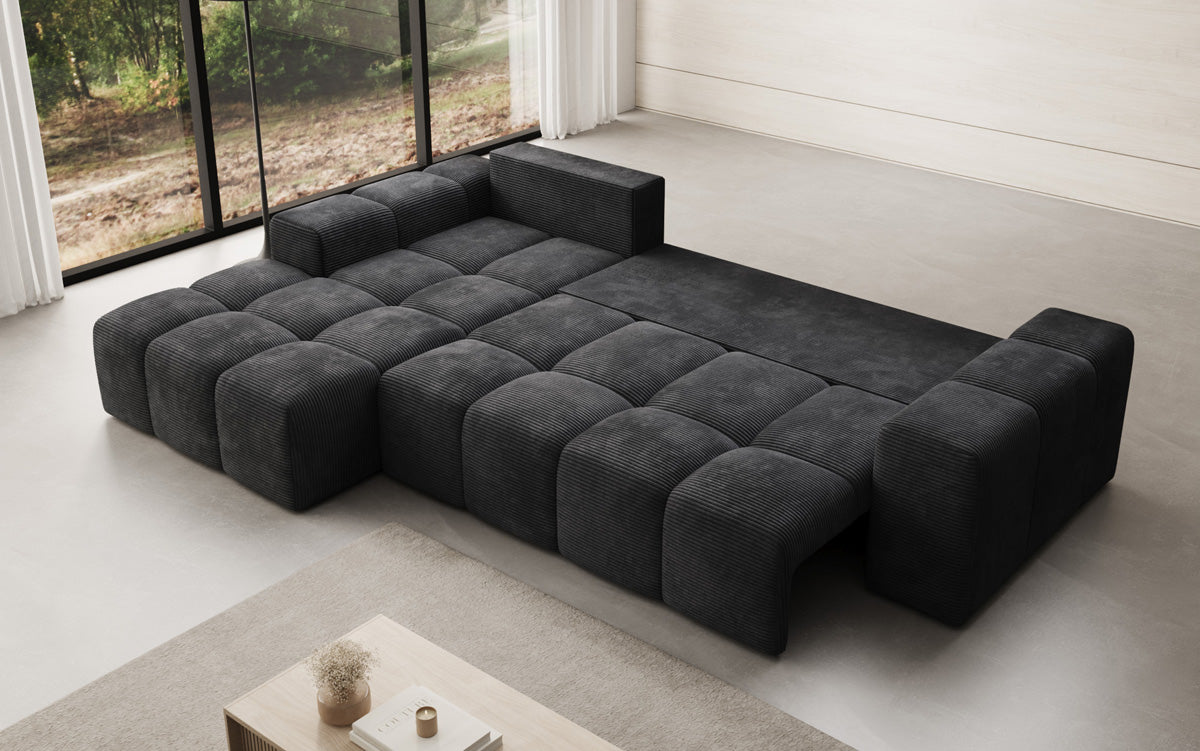 Designer Sofa Aila with sleeping and folding function in Corduroy