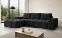 Designer corner sofa Aila with sofa bed and folding function in Corduroy