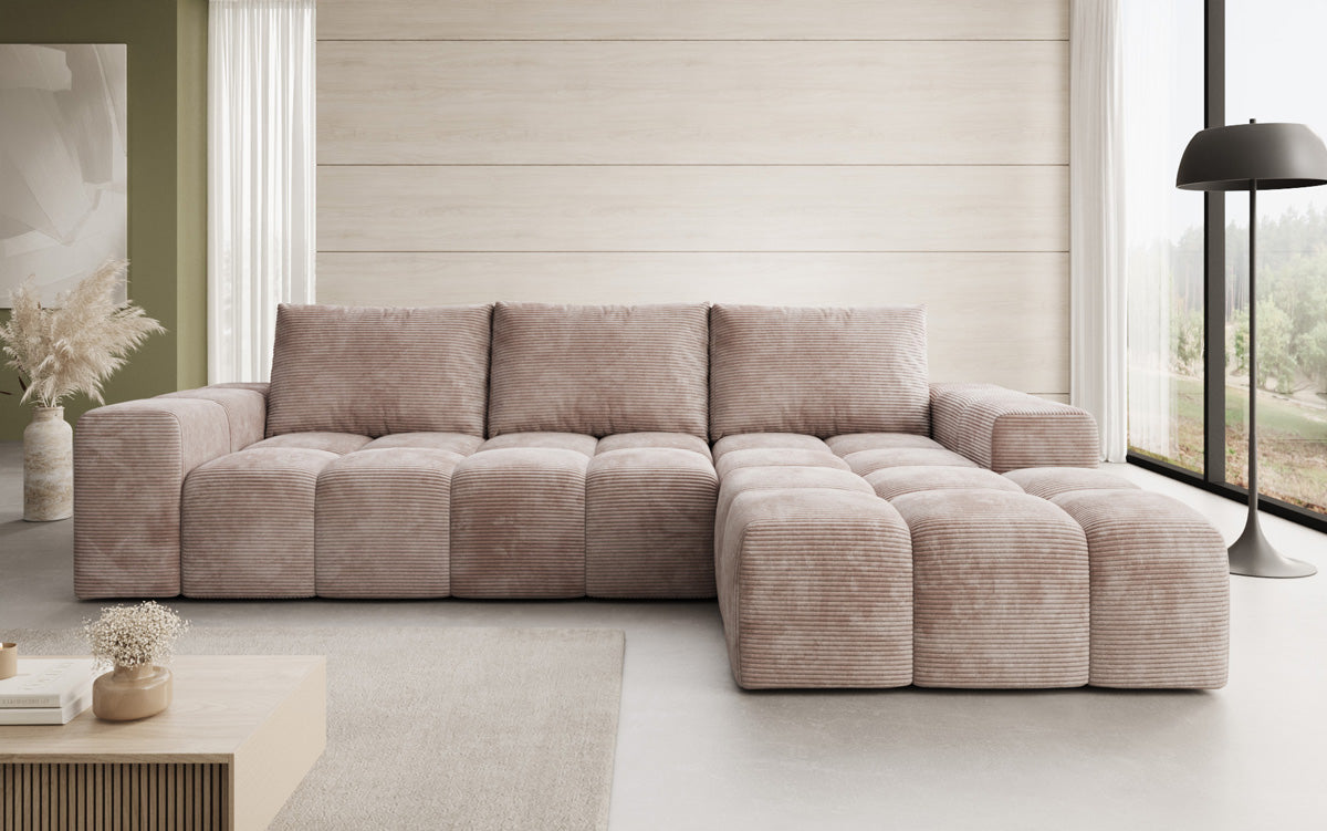Designer Sofa Aila with sleeping and folding function in Corduroy