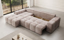 Designer corner sofa Aila with sofa bed and folding function in Corduroy