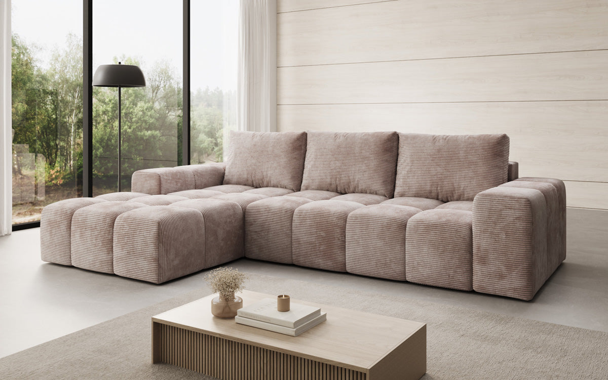 Designer Sofa Aila with sleeping and folding function in Corduroy