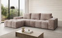 Designer corner sofa Aila with sofa bed and folding function in Corduroy