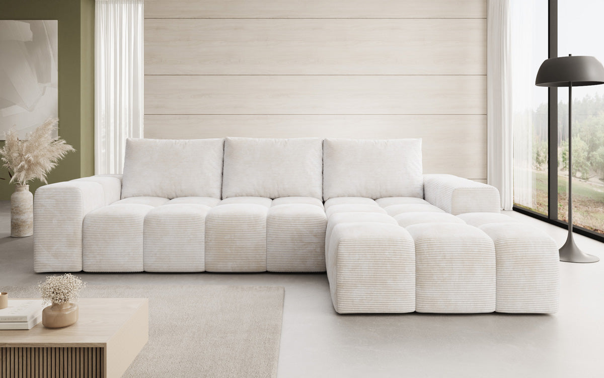 Designer Sofa Aila with sleeping and folding function in Corduroy
