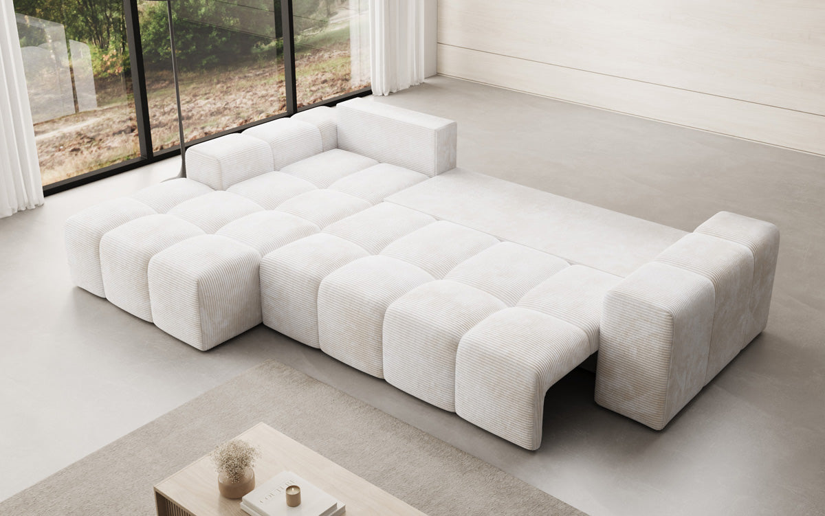 Designer Sofa Aila with sleeping and folding function in Corduroy