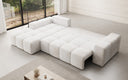 Designer corner sofa Aila with sofa bed and folding function in Corduroy