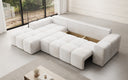 Designer corner sofa Aila with sofa bed and folding function in Corduroy