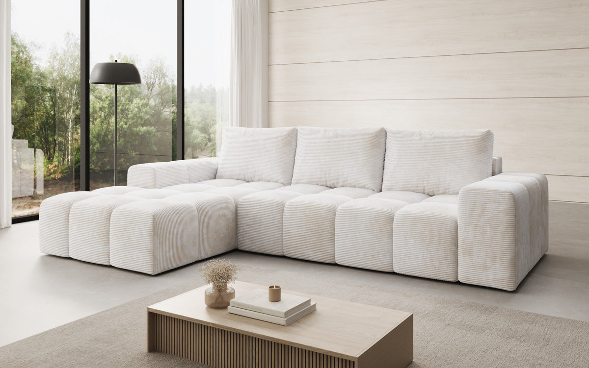 Designer Sofa Aila with sleeping and folding function in Corduroy