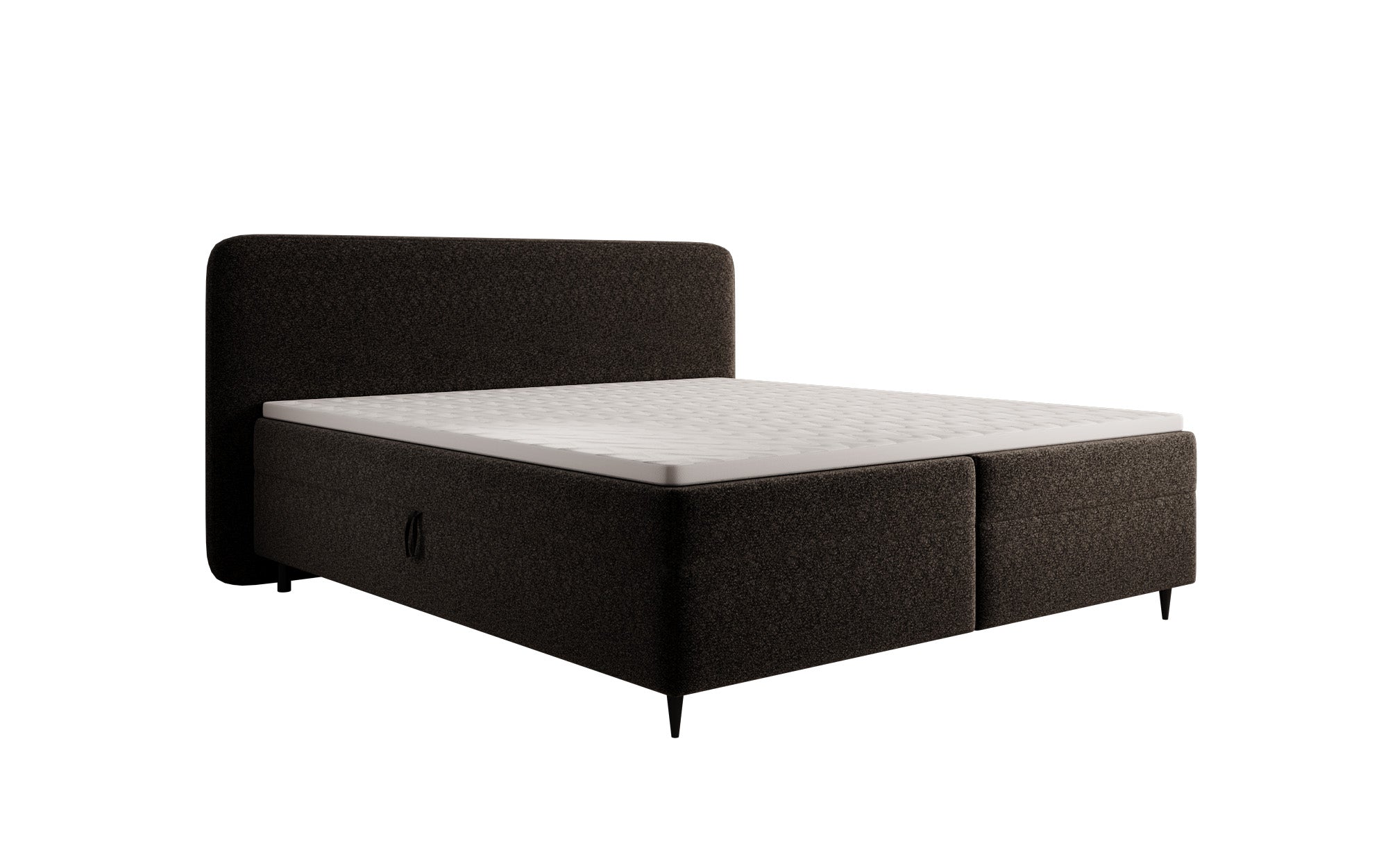 Box spring bed Nea in textured fabric with storage space