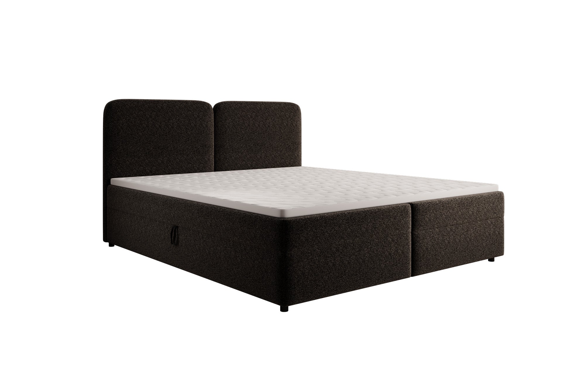 Box spring bed Mira in textured fabric with storage space