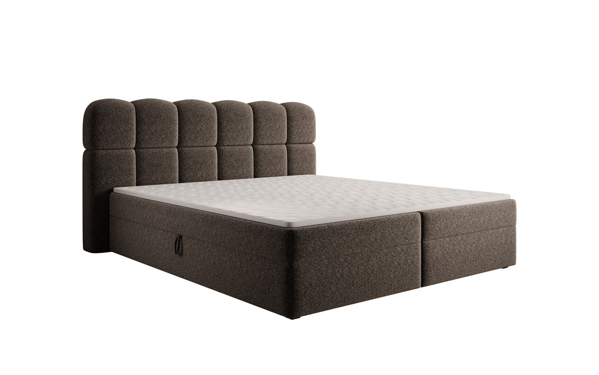 Box spring bed Tilde in textured fabric with storage space