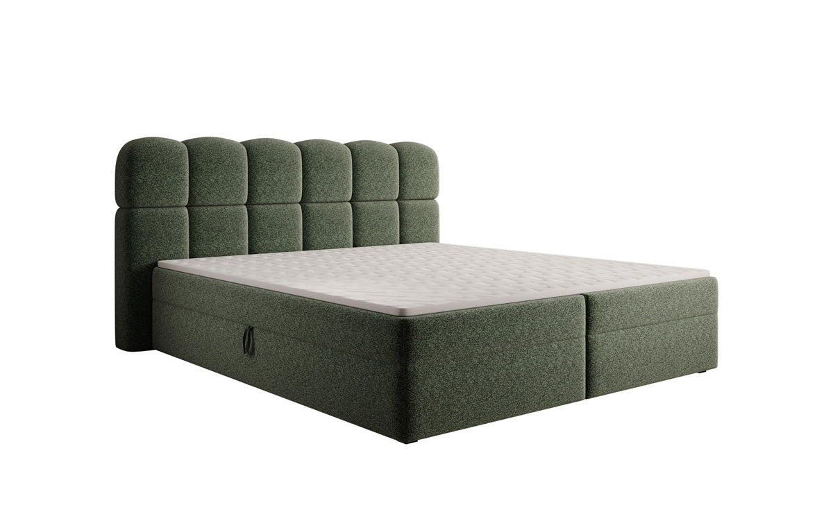 Box spring bed Tilde in textured fabric with storage space