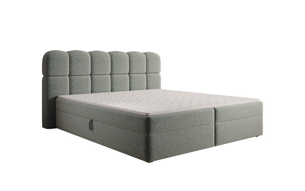 Box spring bed Tilde in textured fabric with storage space