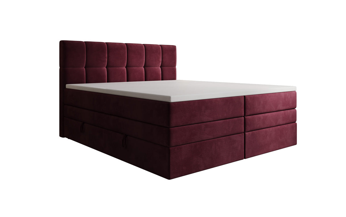 Windsor box spring bed with storage in velvet