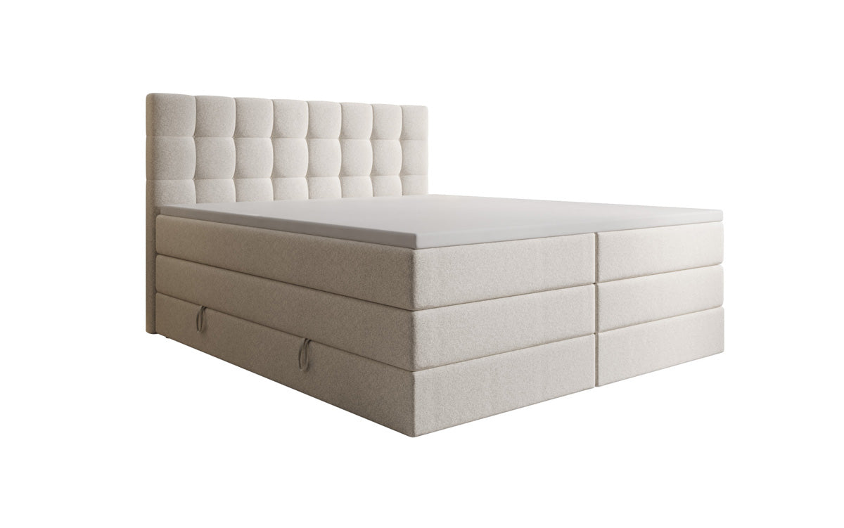 Grandé box spring bed in textured fabric with storage space