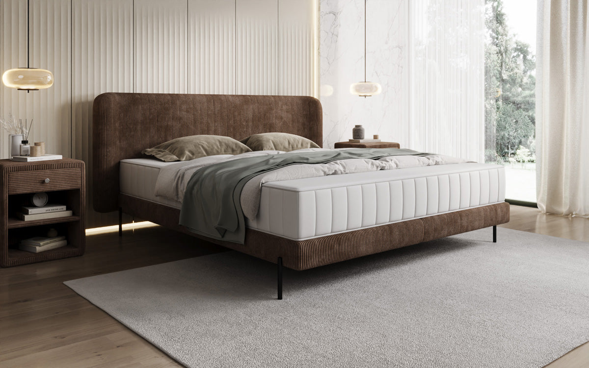 Designer upholstered bed Enna in Corduroy