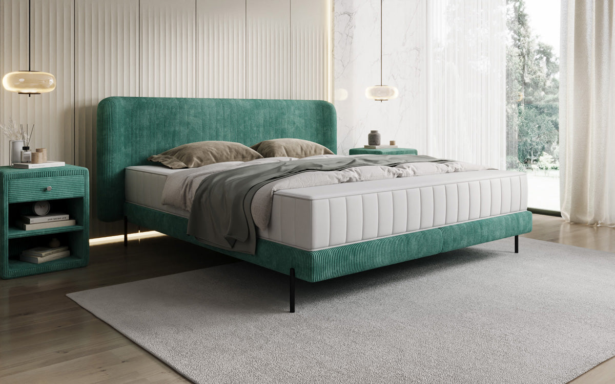 Designer upholstered bed Enna in Corduroy