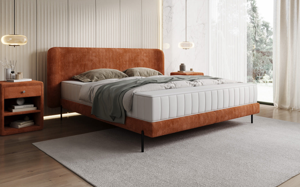 Designer upholstered bed Enna in Corduroy