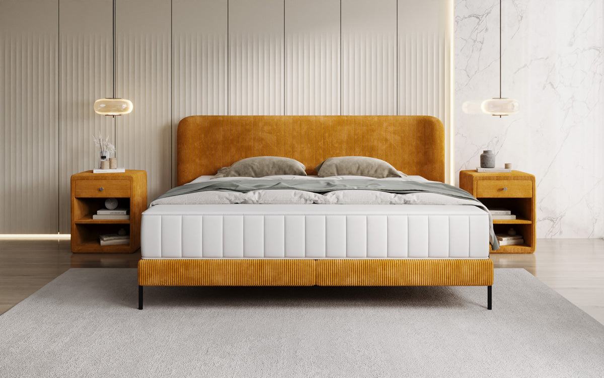 Designer upholstered bed Enna in Corduroy