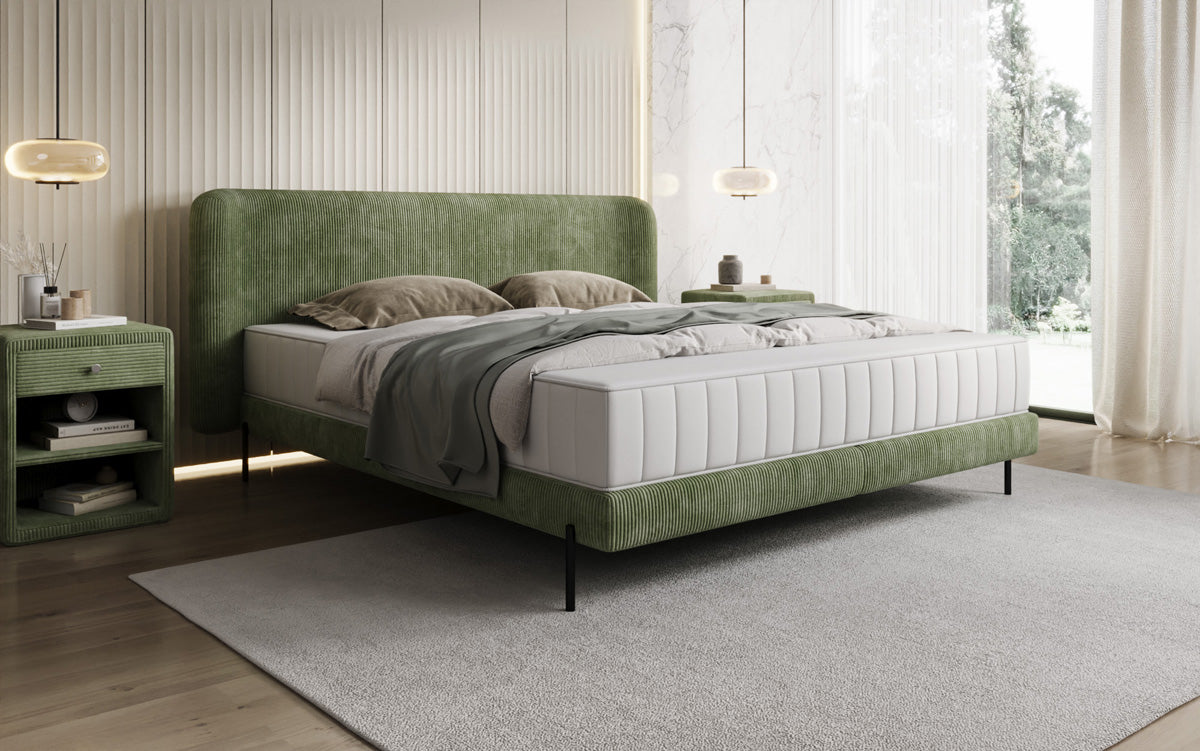 Designer upholstered bed Enna in Corduroy