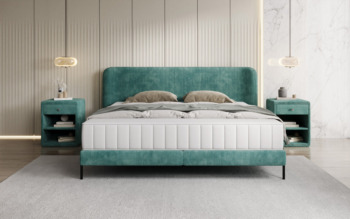 Designer upholstered bed Enna in Corduroy