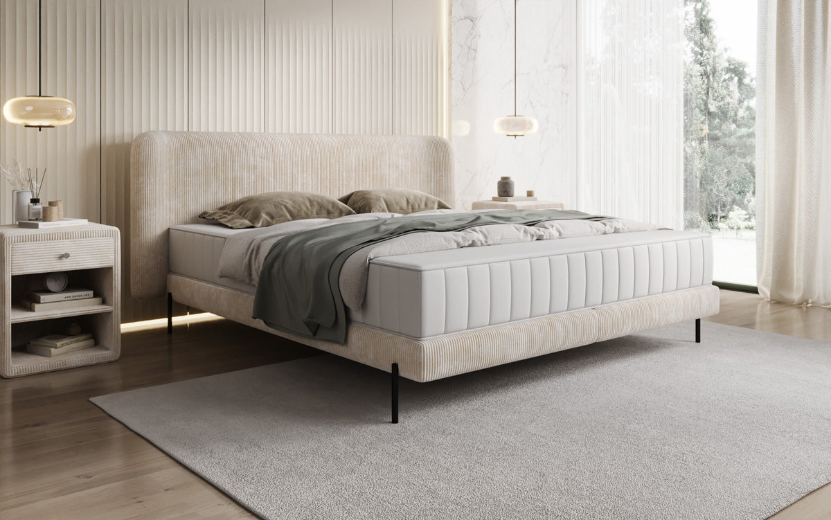 Designer upholstered bed Enna in Corduroy