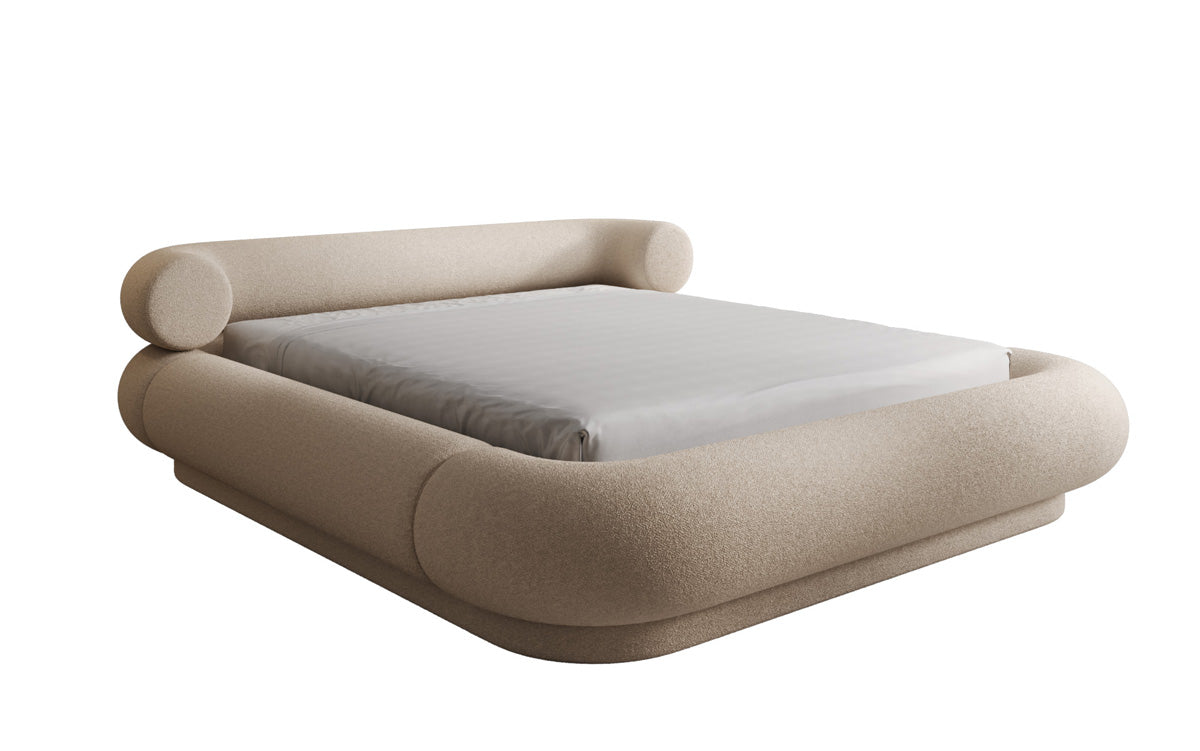 Designer Polsterbett Mochi in Teddy Bouclé mit Stauraum