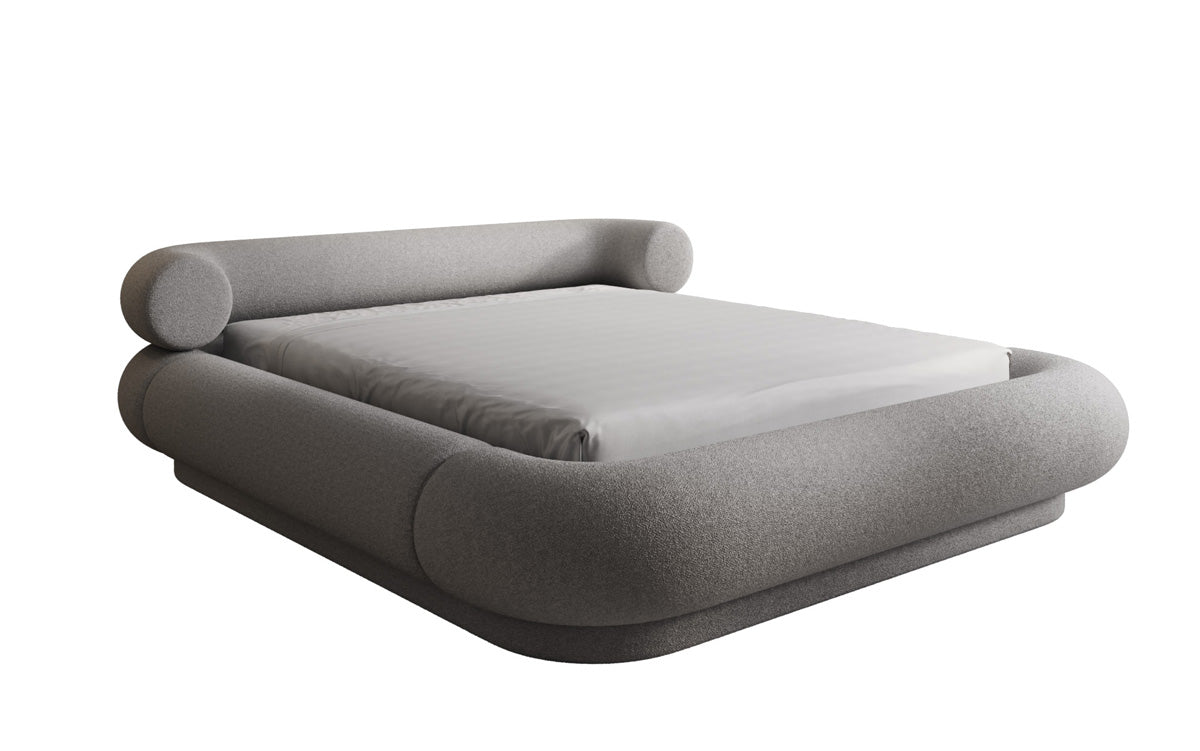 Designer Polsterbett Mochi in Teddy Bouclé mit Stauraum