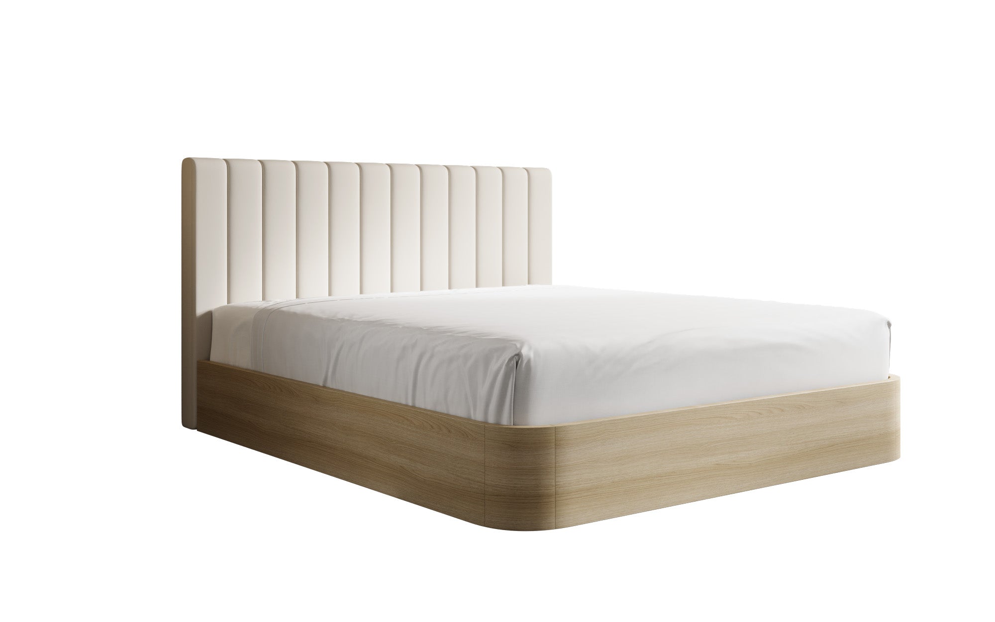 Designer upholstered bed Fiore Linea in fabric with storage space