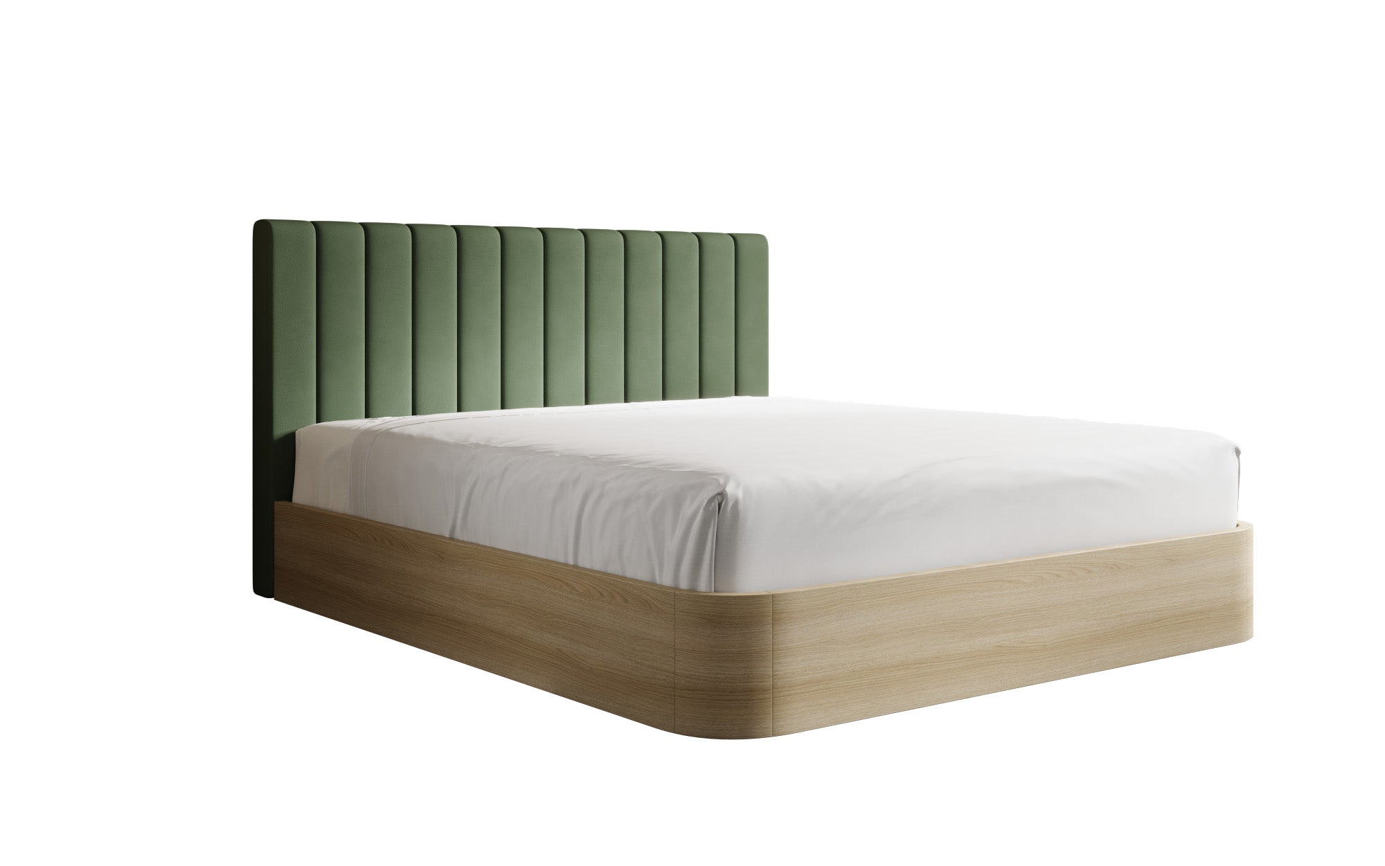 Designer upholstered bed Fiore Linea in fabric with storage space