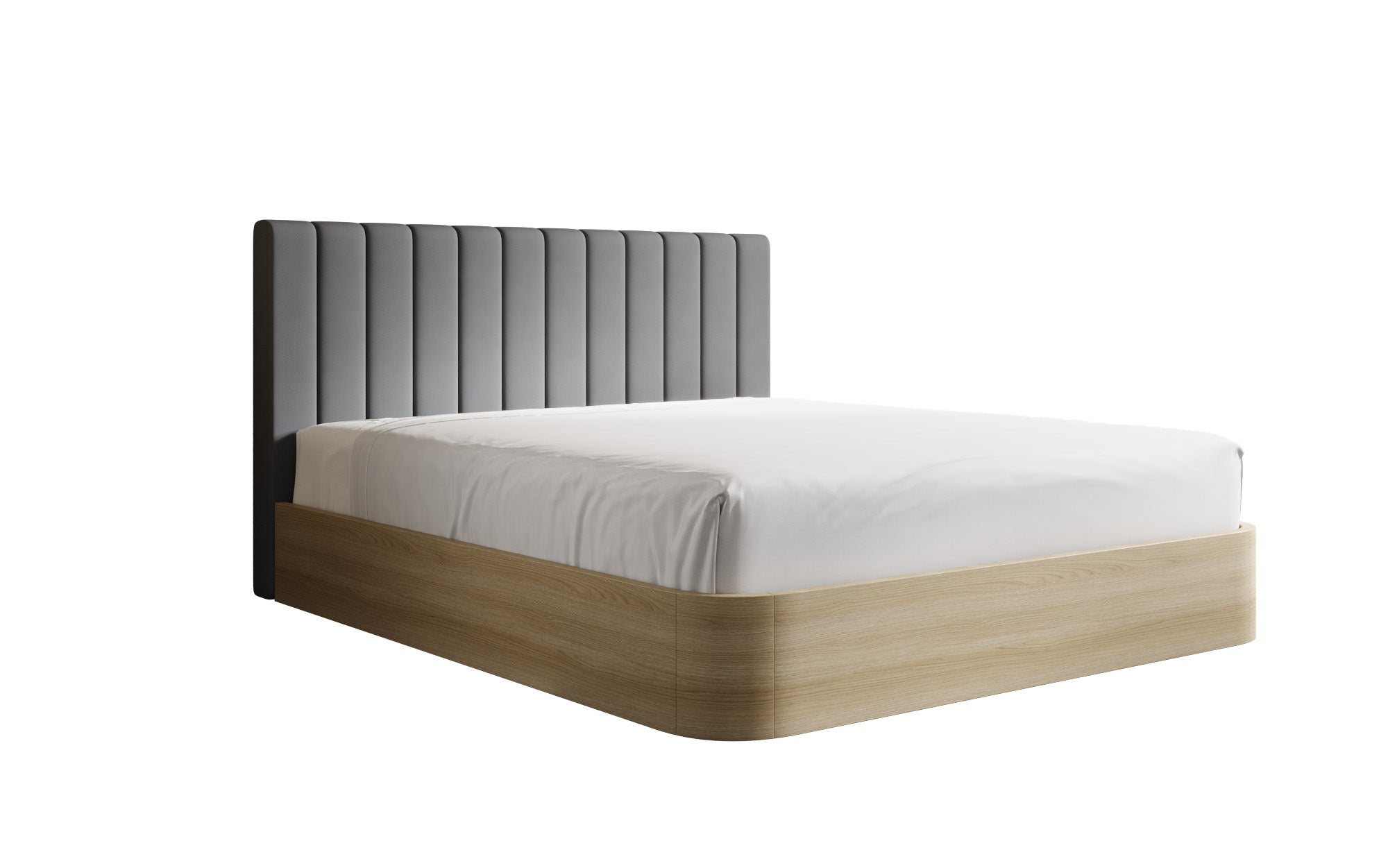 Designer upholstered bed Fiore Linea in fabric with storage space