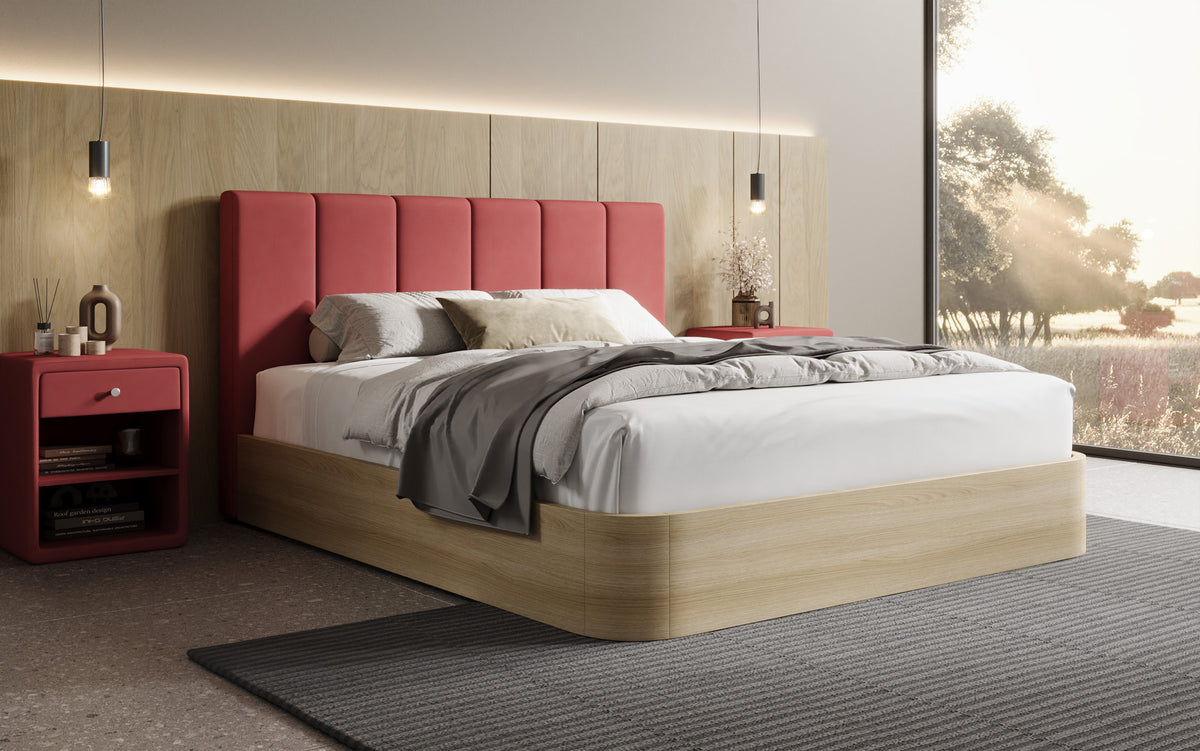 Designer Polsterbett Fiore Piano in Stoff mit Stauraum
