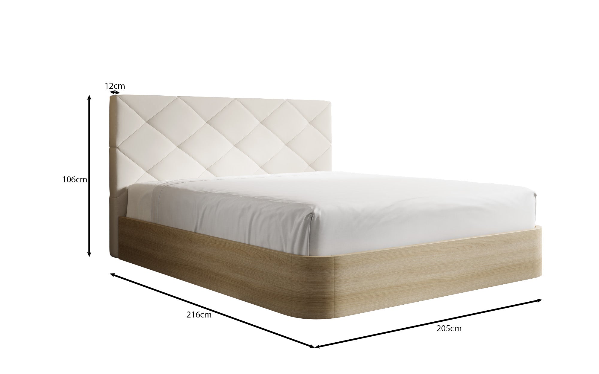 Designer upholstered bed Fiore Caro in fabric with storage space