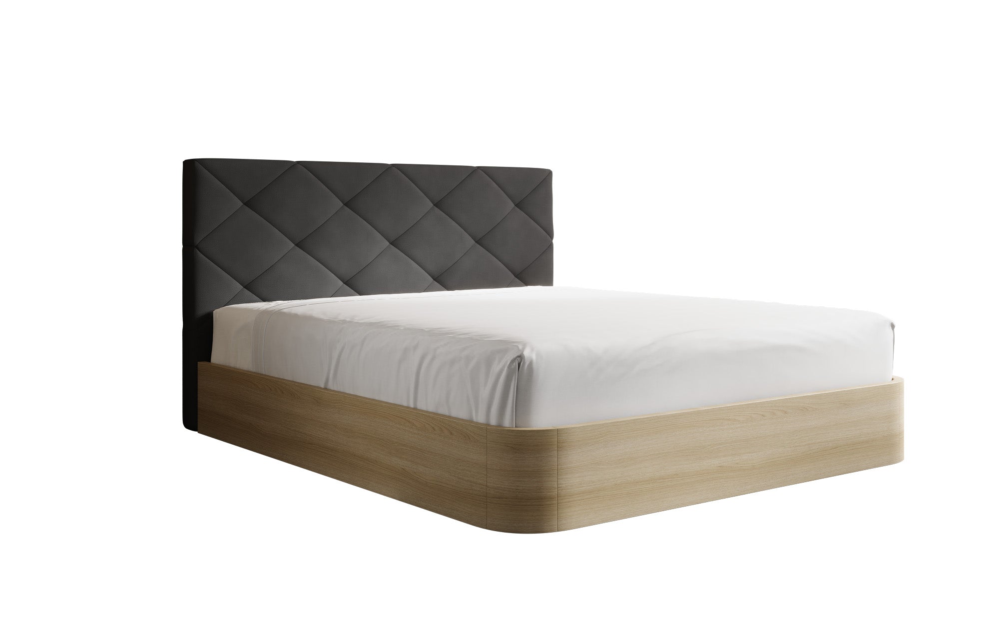 Designer upholstered bed Fiore Caro in fabric with storage space