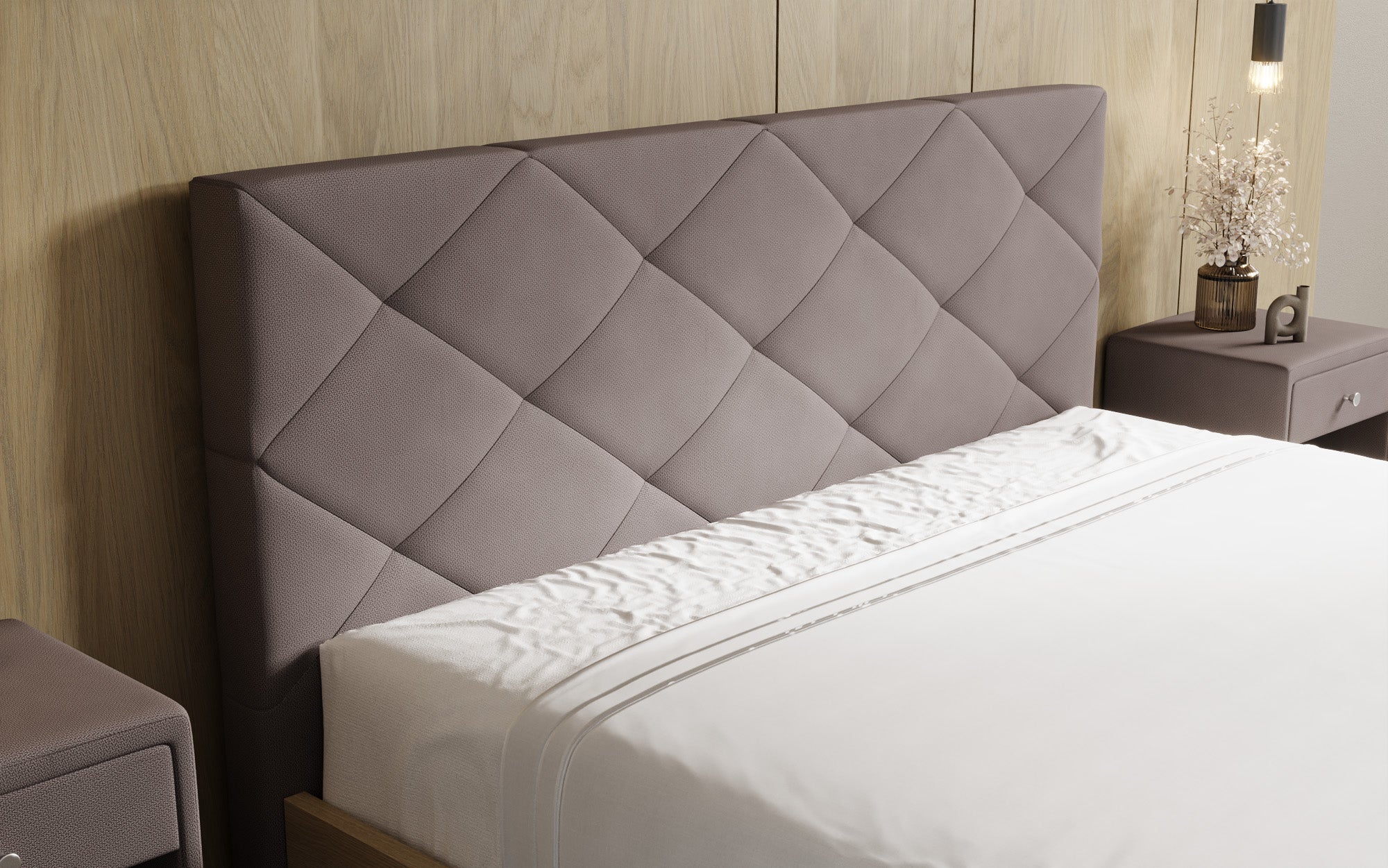 Designer upholstered bed Fiore Caro in fabric with storage space