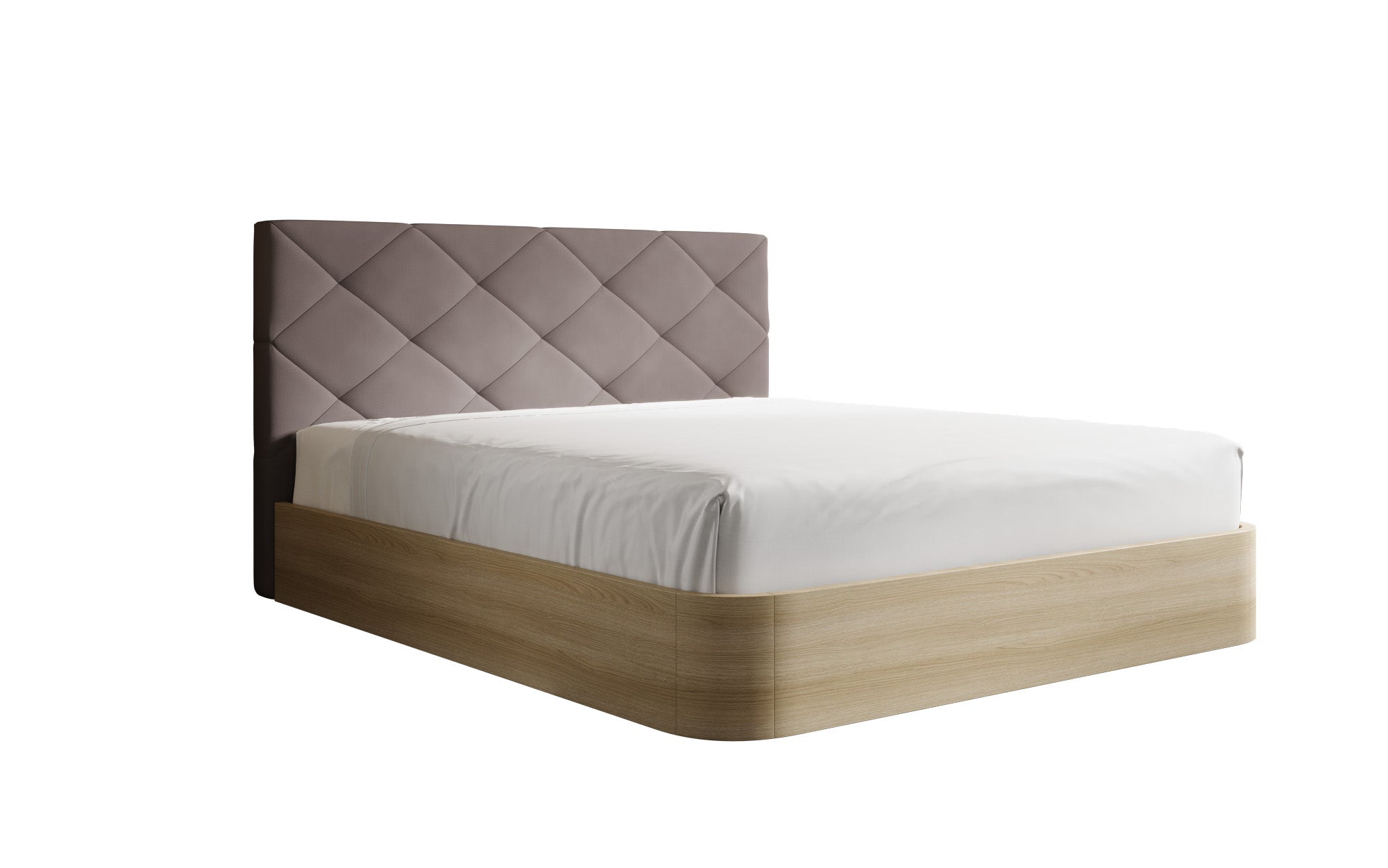 Designer upholstered bed Fiore Caro in fabric with storage space