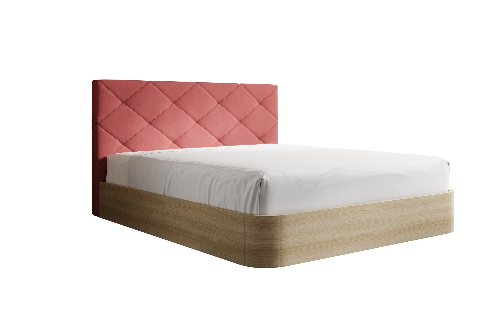 Designer upholstered bed Fiore Caro in fabric with storage space