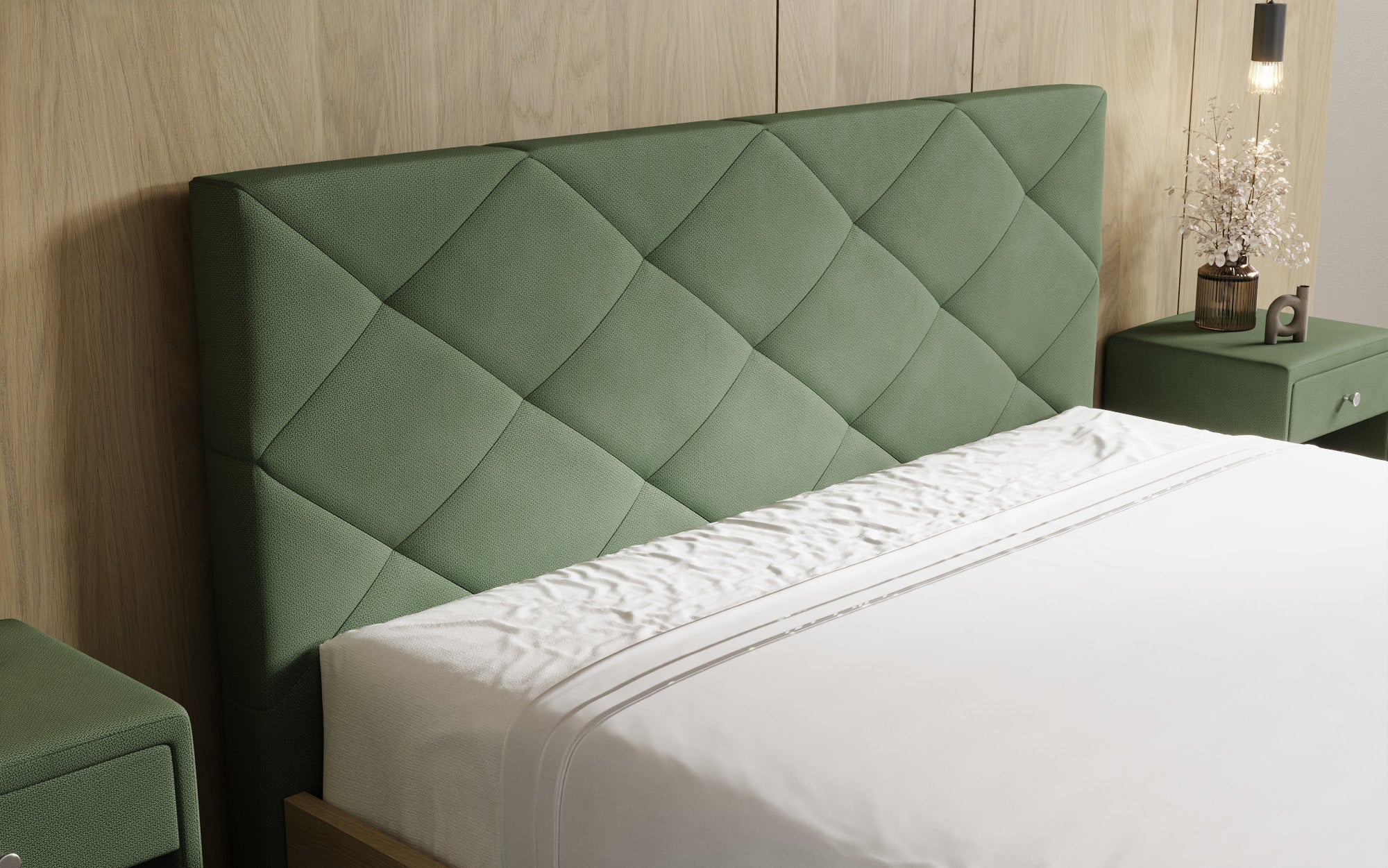 Designer upholstered bed Fiore Caro in fabric with storage space