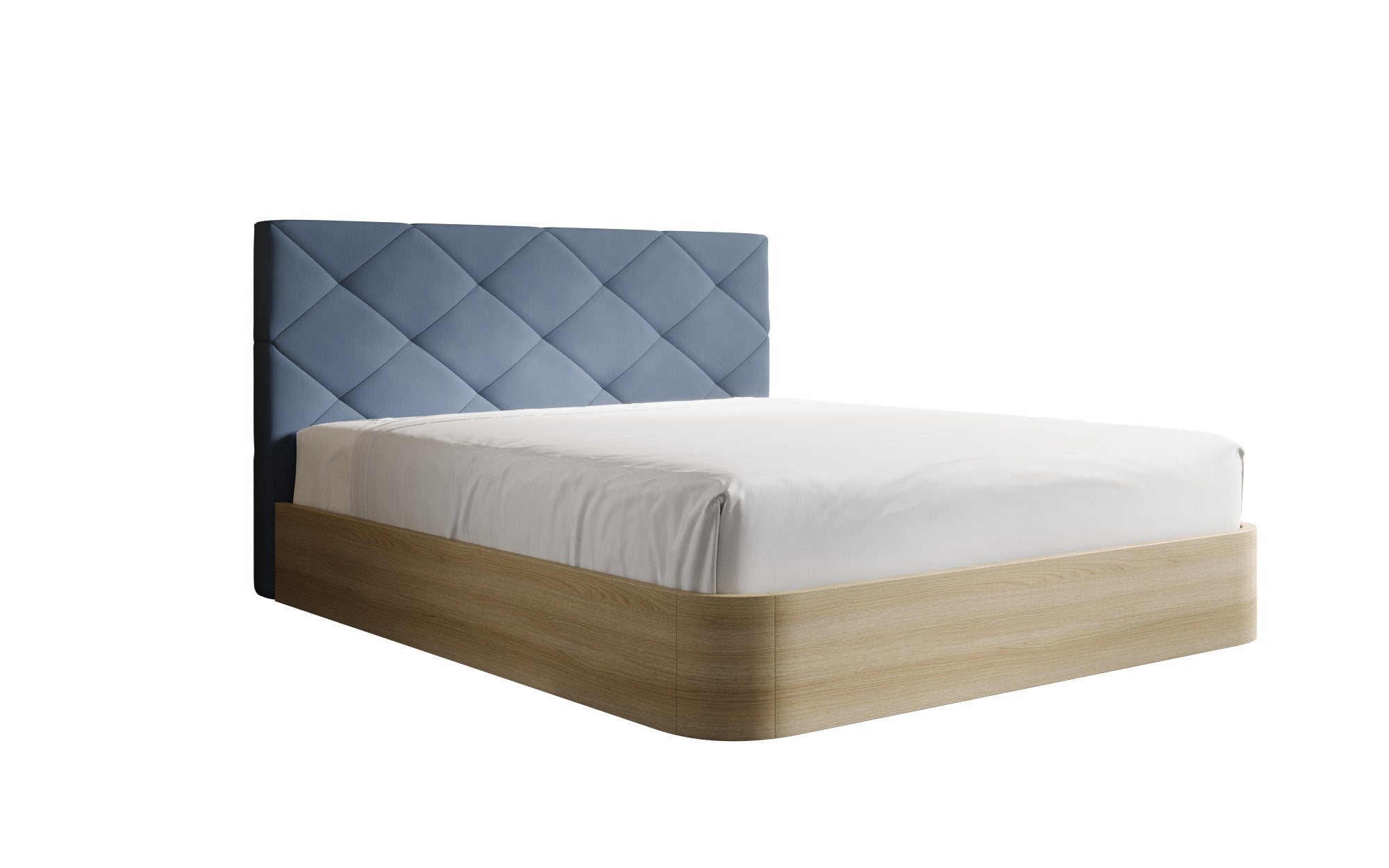 Designer upholstered bed Fiore Caro in fabric with storage space